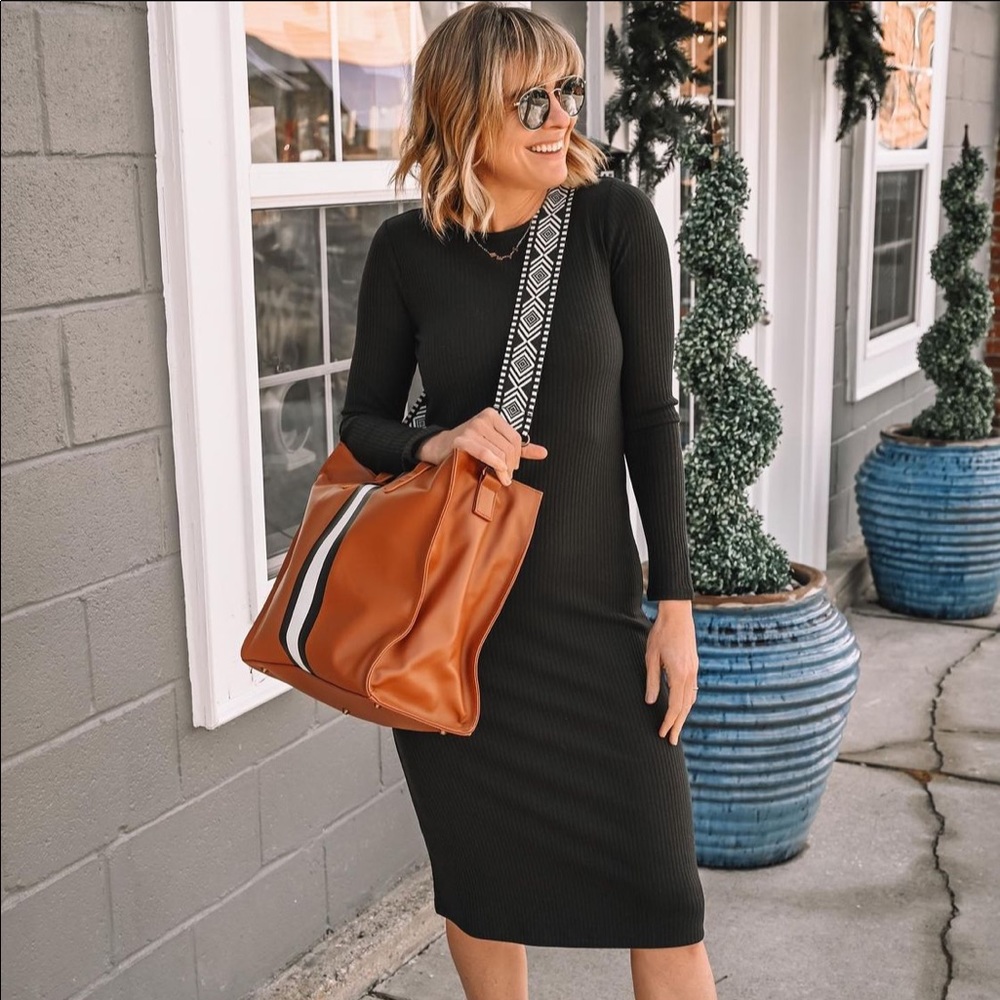 Ribbed long sleeve dress